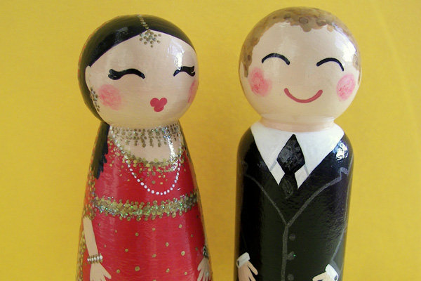 hand painted wedding cake toppers