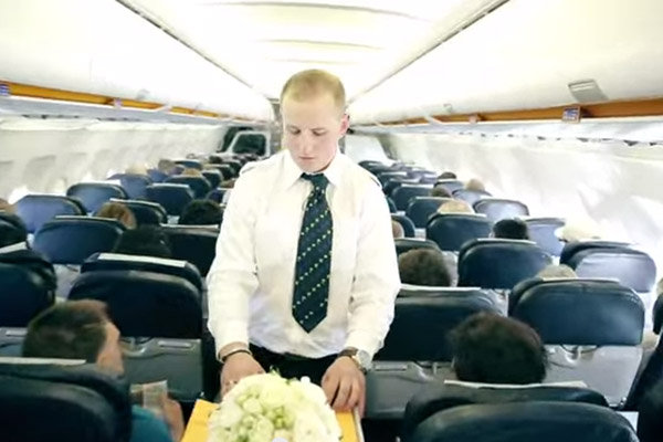 surprise airplane wedding