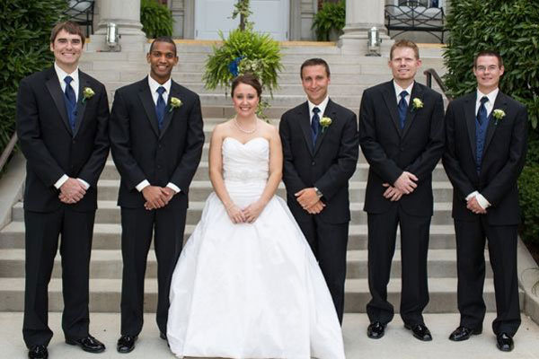 bride with groomsmen