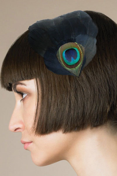 peacock feather hair clip