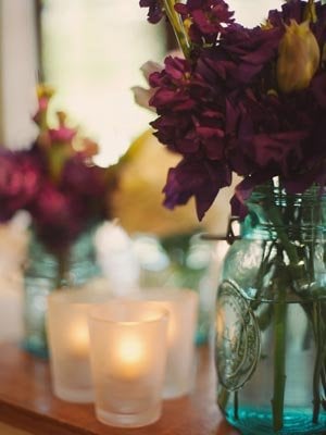 mason jars with flowers