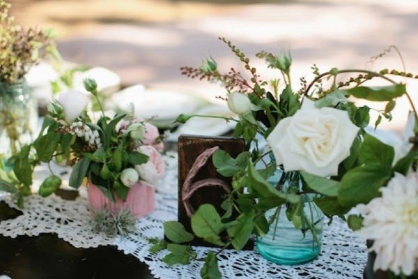 mason jar filled with flowers