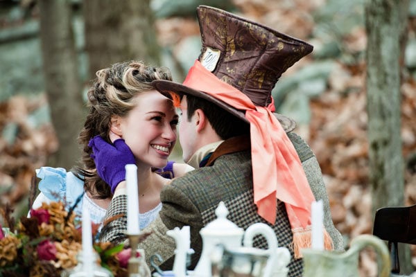 alice in wonderland disney themed engagement photos