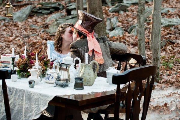 alice in wonderland disney themed engagement photos