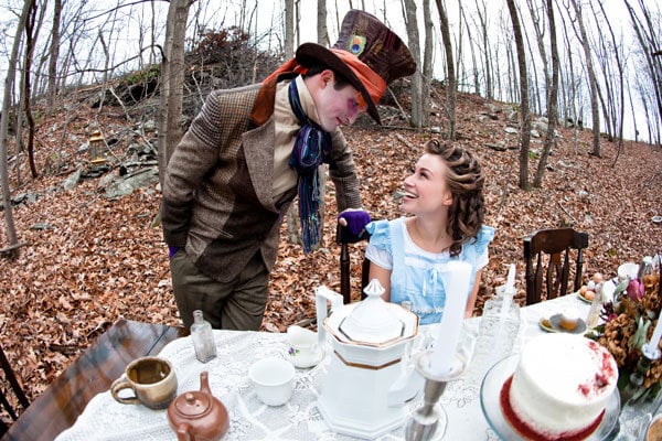 alice in wonderland disney themed engagement photos