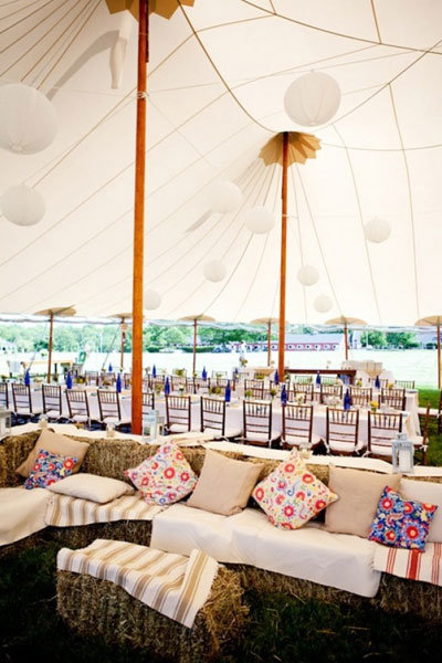 floral print pillows at wedding reception