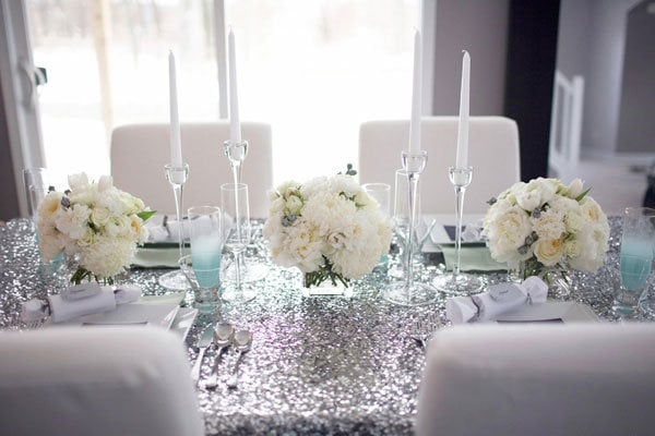 silver sparkle table cloth