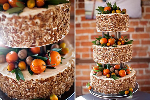 fruit adorned wedding cake