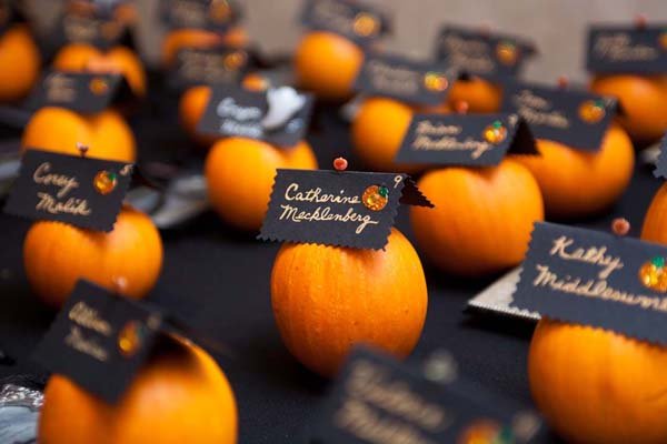 pumpkin escort cards halloween wedding ideas