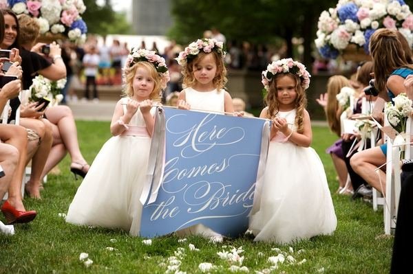 here comes the bride sign