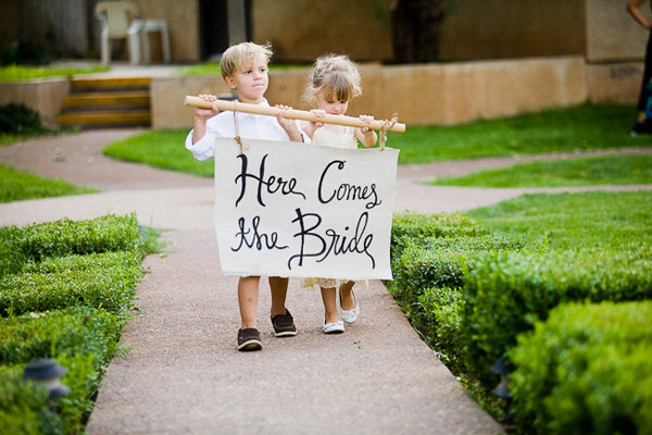 here comes the bride sign