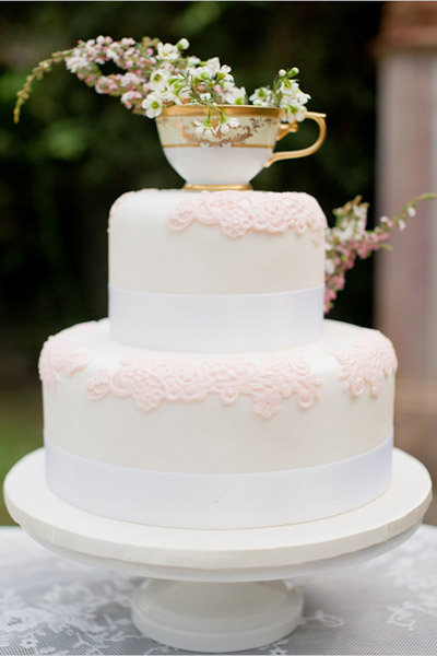 pink lace wedding cake