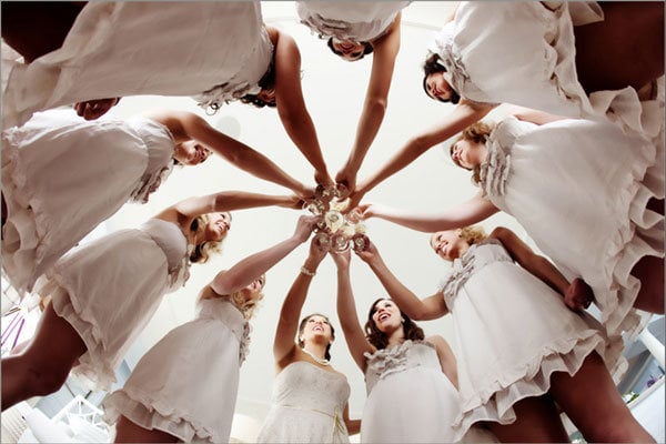 bride and bridesmaids before the wedding