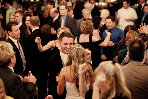 bride and groom dancing