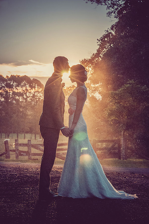 serene sunset wedding photo