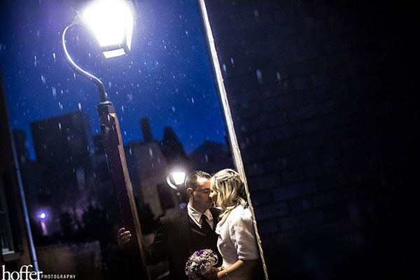 rainy wedding photo