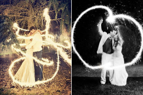 sparklers wedding photos