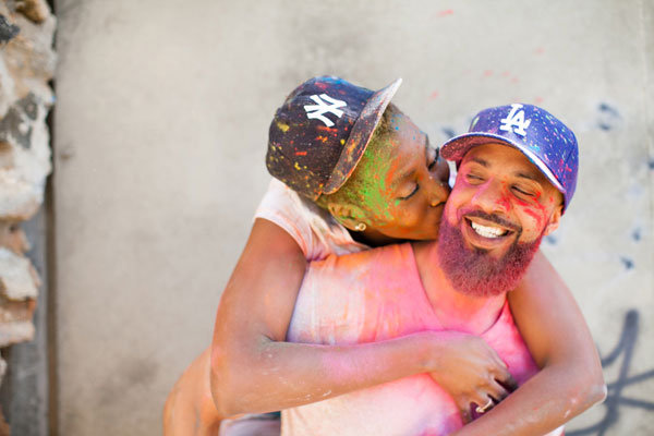 couple covered in paint