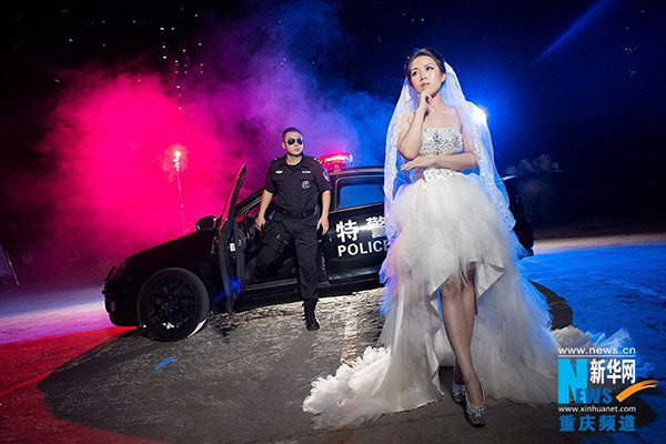 chinese swat officer wedding photos