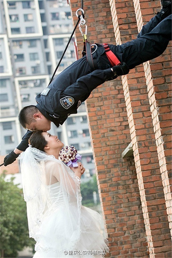 chinese swat officer wedding photos