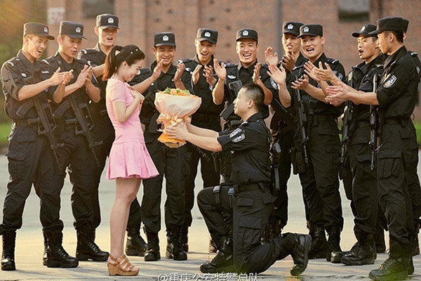 chinese swat officer wedding photos