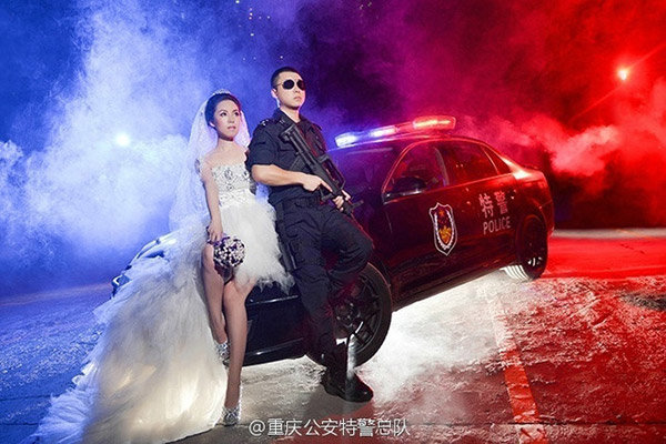 chinese swat officer wedding photos