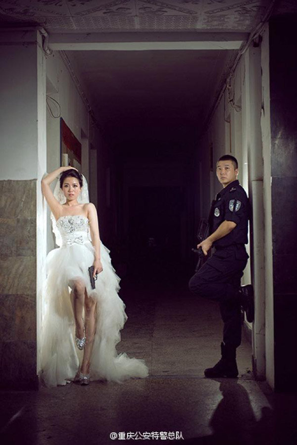 chinese swat officer wedding photos