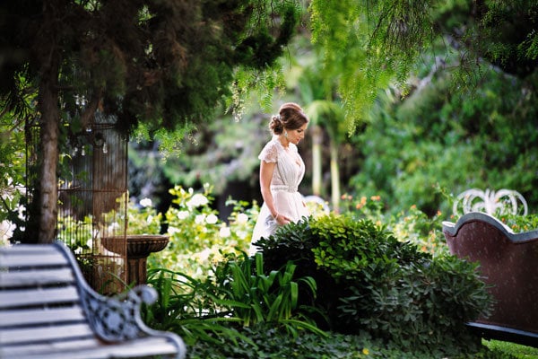 bride walking to wedding ceremony