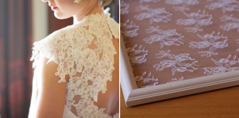 lace wedding dress in frame