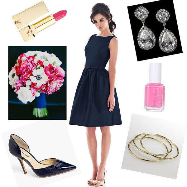 bridesmaid dress and jewelry