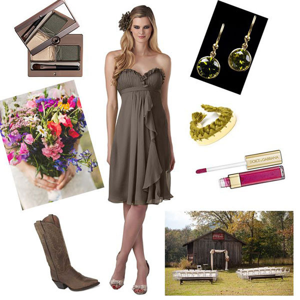 bridesmaid dress and jewelry