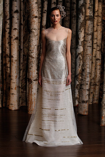 metallic naeem khan wedding dress