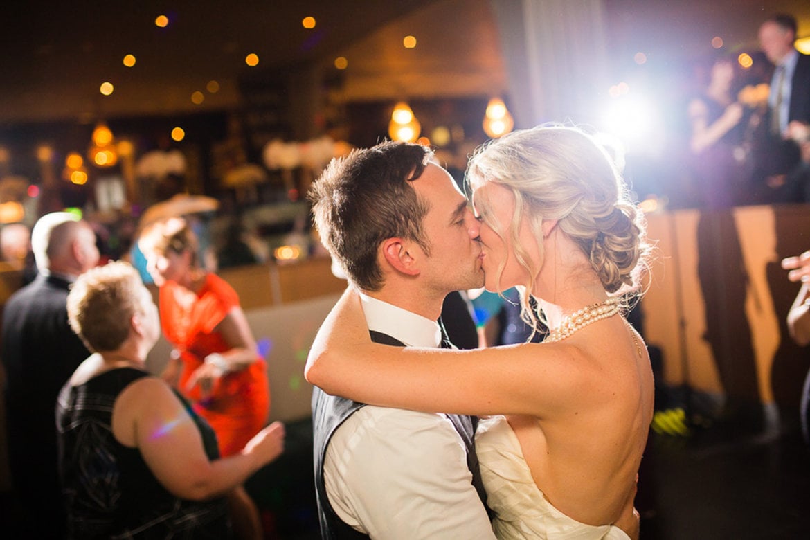 bride and groom dancing