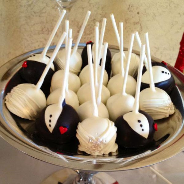 bride and groom cake pops