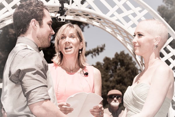 bride and groom exchanging vows