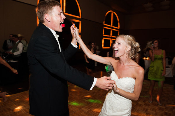 bride and groom dancing