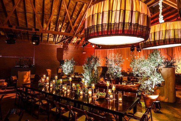 wood table with candles 