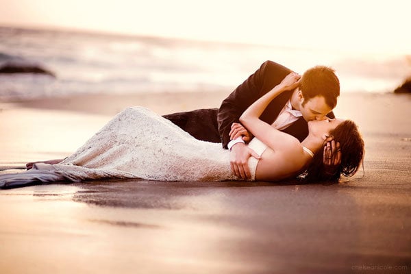 trash the dress photo shoot on a beach