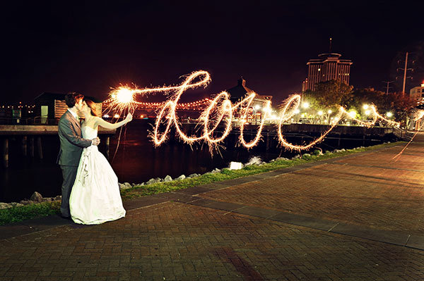 sparkler wedding photo