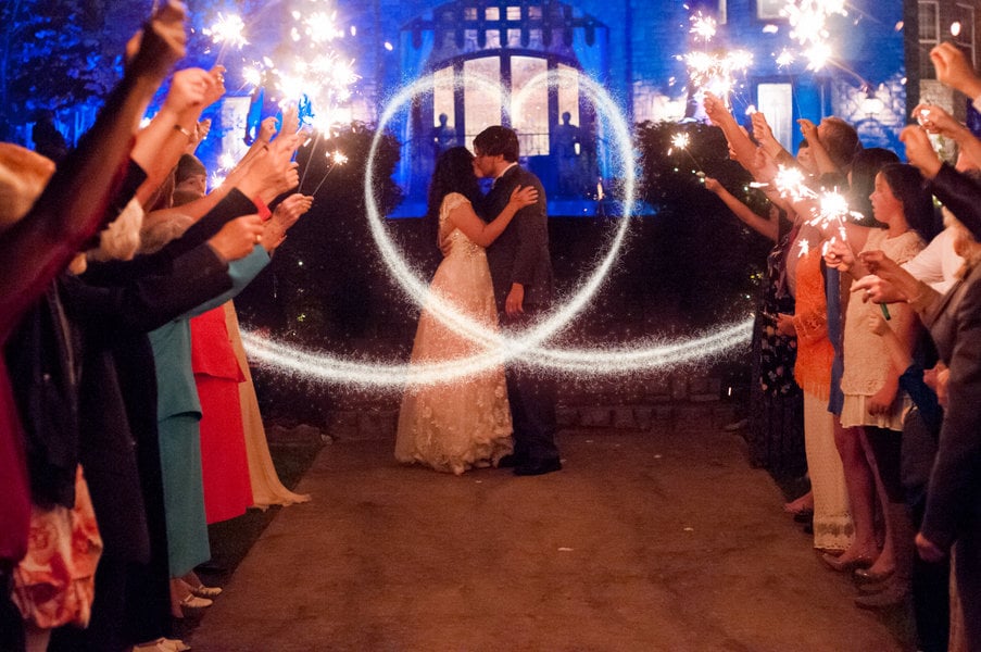 sparkler wedding photo