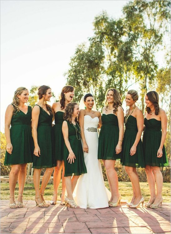 emerald green bridesmaid dresses