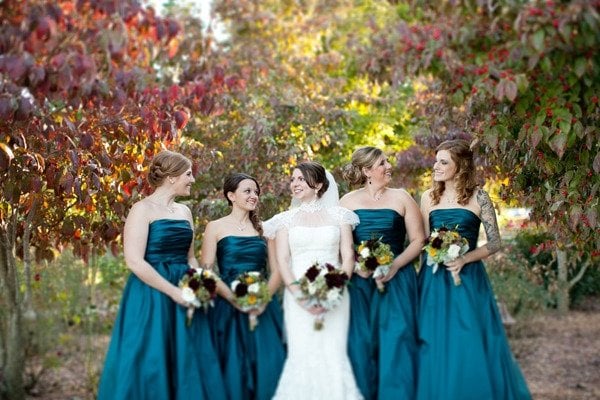 teal bridesmaid dresses