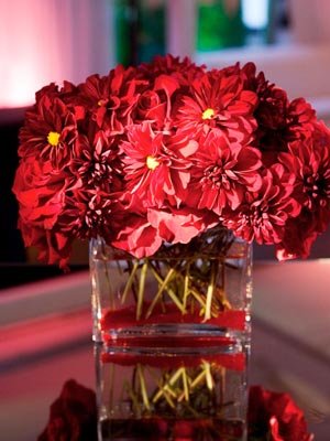 red flower centerpiece