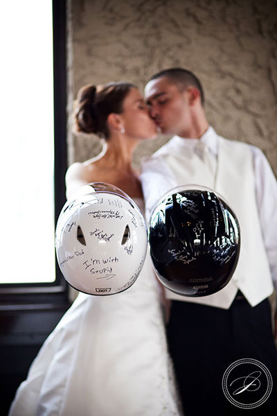 motorcycle helmets guest book wedding