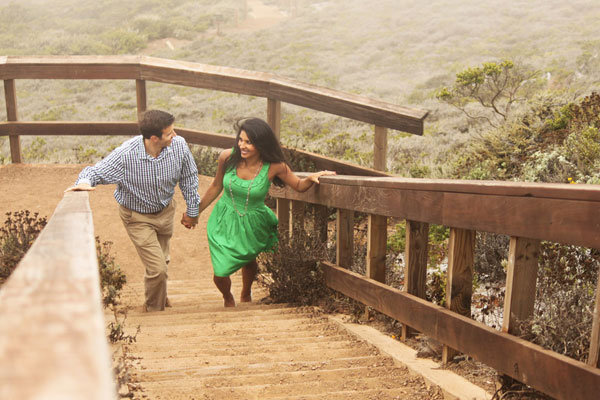 couple walking up stairs