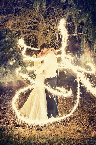 sparklers bride groom