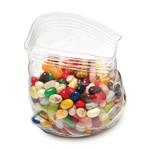 unzipped glass candy dish